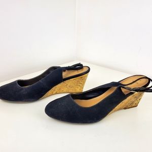 NEW look wide feet wedge sandals size 9 black shoes suede